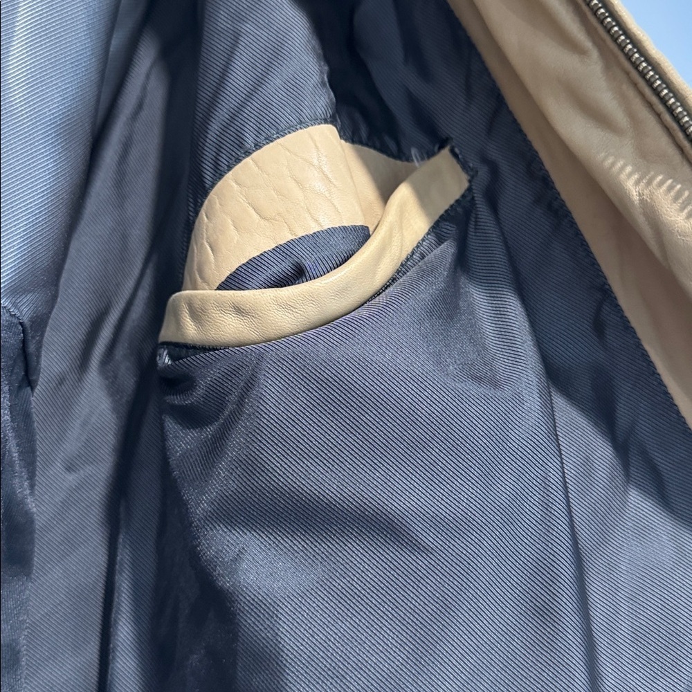 Vintage Marc Buchanan Pelle Pelle Tan 100% Leather Bomber Jckt Sz 56/46 U.S.XXL - Picture 12 of 15